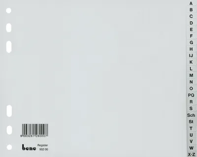 Immagine prodotto di Bene Register 93200 A-Z DIN A4 halbe Höhe 24teilig Kunststoff grau