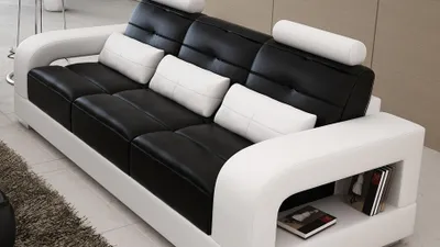 Produktbild von Ledersofa Couchgarnituren Sitz Polster Sofa Chouch Garnitur 3+2+1 Leder Stoff