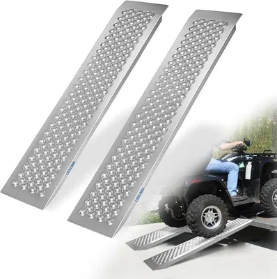 Produktbild von 2 x Aluminium Auffahrrampe 120 cm, Leichte Motorrad Rampe | 400 kg Tragkraft Auffahrrampe für Anhänger, Laderampe für Treppe, Fahrrad, Motorrad, ATV, UTV, Quad