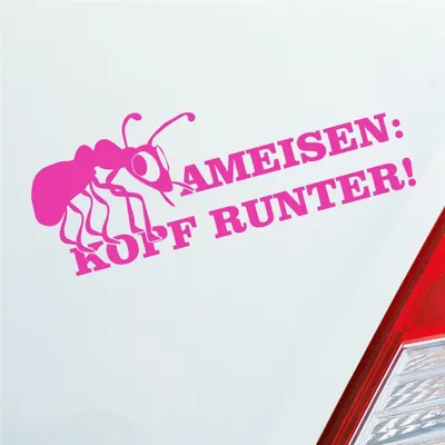 Produktbild von Auto Aufkleber Ameisen Kopf runter! Auto Tuning 15x6 cm Pink Sticker Heckscheibenaufkleber