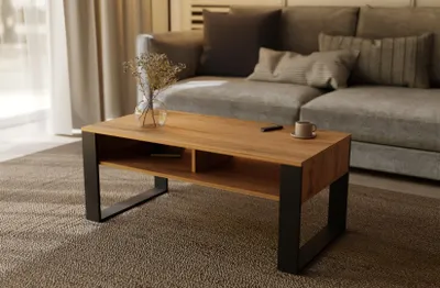 Produktbild von Meble Pitus Couchtisch ST7 90x50 cm mit Doppelablage – Eiche Wotan