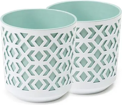 Immagine prodotto di Vasi rotondi in plastica bianco/menta 14 cm