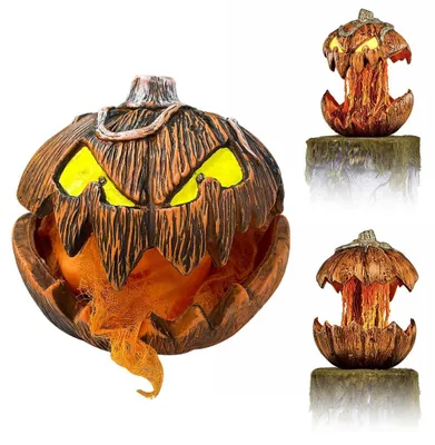 Image de Décoration d'Halloween : citrouille lumineuse animée, environ 30 cm, idéale pour Halloween
