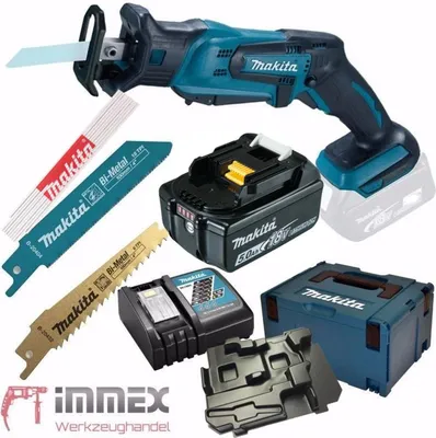 Produktbild von Makita DJR183RT1J, Schwarz, Blau, 1,3 cm, 5 cm, 76 dB, Akku, 5 Ah