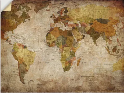 Produktbild von ARTland Wandbild, selbstklebend Weltkarte Größe: 80x60 cm