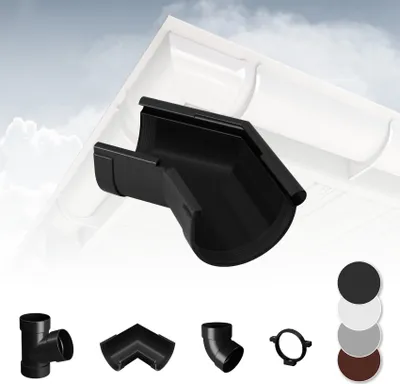 Produktbild von RAINWAY S Regenrinnen System (Rinnenwinkel Außen 135° anthrazit) - PVC-U Kunststoff in 4 Farben, für Dachflächen < 100m² empfohlen, Eckstück 135 Grad Bogen
