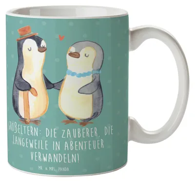 Produktbild von Mr. & Mrs. Panda Kaffeebecher Großeltern Zauberer - Meeresbrise - Geschenk, Geschichten, Liebe, Tasse, schöne, Generationen, Weihnachten, Familienmitglieder, Teetasse
