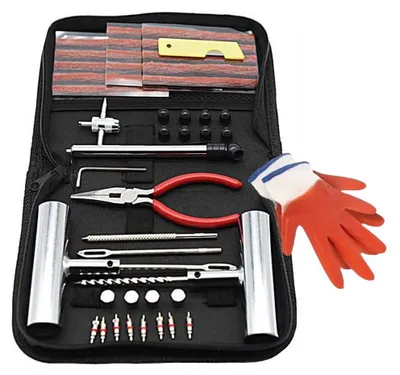 Imagen del producto de Kit de reparación de neumáticos, 48 piezas, con parches y grapas