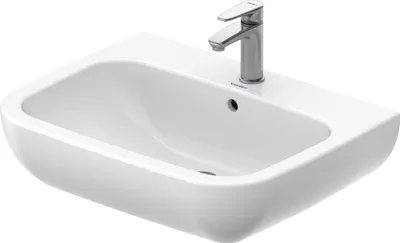 Produktbild von DURAVIT D-Code Waschtisch, 65 x 50 cm, ohne Spezialglasur, Hahnloch: mittig, mit Überlauf, weiß