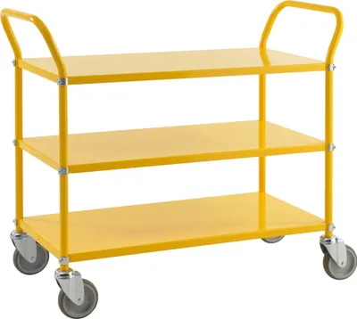 Produktbild von Kongamek Etagenwagen mit 3 Böden 900x440mm in Gelb ohne Bremse