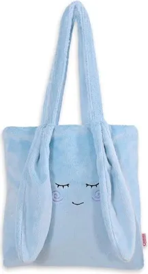 Immagine prodotto di Borsa a tracolla per bambini - simpatica borsa in morbido materiale vischioso, con orecchie da coniglietto, blu