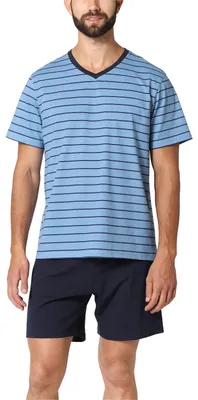Image de Pyjama court pour homme en coton Ladeheid LA40-223 (bleu marine océan, M)