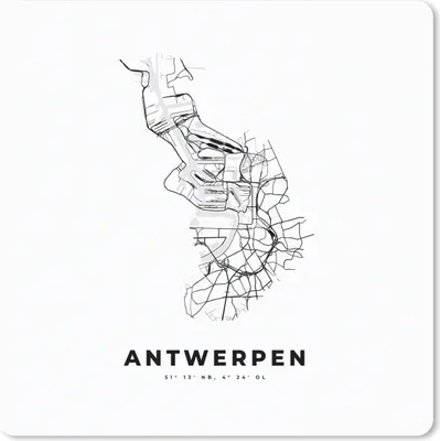 Produktbild von MuchoWow® Mauspad Mousepad Karte - Stadtplan - Antwerpen - Belgien - Schwarz und weiß 30x30 cm - Mousepads - Maus Mat - Pad - Mausunterlage - Gaming
