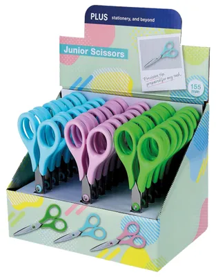 Obrázek produktu pro PLUS JAPAN 35416 PLUS JAPAN Kinderscheren Junior blau, pink, grün 6,5 cm, 24 St.