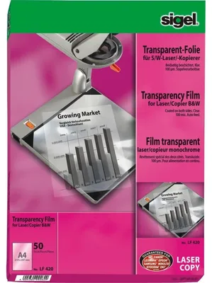 Immagine prodotto di sigel Schwarz/Weiá-Laserdrucker-/Kopier-Folie, transparent