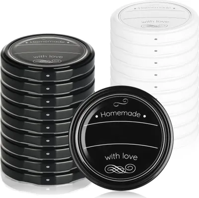 Produktbild von com-four® 20x Ersatzdeckel für Marmeladengläser "Homemade with love" - Schraubdeckel für Sturzgläser und Einmachgläser - TO 82 mm