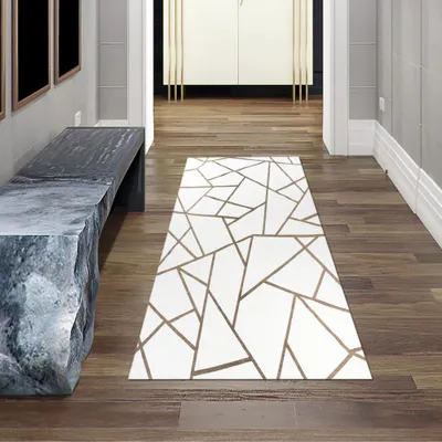 Obrázok produktu pre Orientálny koberec s geometrickým vzorom v krémovo zlatej farbe veľkosť - 80 x 250 cm