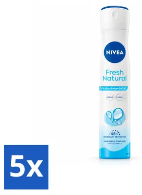 Produktbild von 5 x NIVEA Fresh Natural Deodorant Spray - 0% Aluminium - 200 ml - Vorteilspackung - 5 Stücke