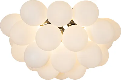 Produktbild von QAZQA - Design Art-Deco-Deckenleuchte I Deckenlampe I Lampe I Leuchte schwarz mit Opalglas 6-flammig - Uvas I Wohnzimmer I Schlafzimmer - Kugel I Kugelförmig - LED geeignet G9