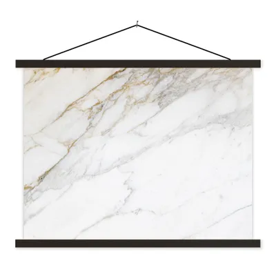 Produktbild von MuchoWow® Textilposter Marmor - Stein - Weiß - Gold - Marmoroptik - Stein - Luxus 150x113 cm mit schwarzem Rahmen - Wohnzimmer