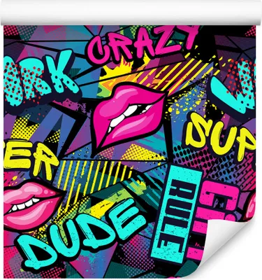 Zdjęcie produktu dla Tapeta Ozdoba nowoczesny desing do pokoju młodzieżowego graffiti rysunki z modnym 3D