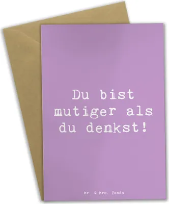 Produktbild von Mr. & Mrs. Panda babykarte Spruch Alleine schlafen lernen Mutiger als gedacht - Lavendeltraum - Geschenk, genesungskarte, Inspiration, einladungskarten, hochzeitskarten