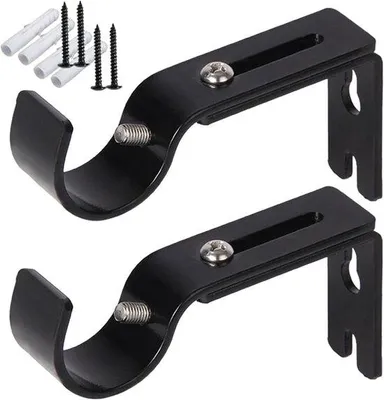 Image de Supports métalliques pour rideaux - 2 pièces - Supports de fixation au plafond - Supports pour tringles à rideaux