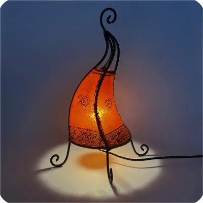 Produktbild von Orientalische Lampe Hennalampe marokkanische Lederlampe Tischleuchte Stehleuchte Coq Sonne 40 cm, orange