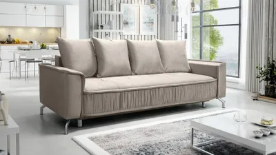 Productafbeelding van Slaapbank, 3-zits, model FLORENCE, gestoffeerd, lichtbeige