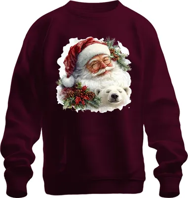 Zdjęcie produktu dla Bluza rozpinana Uni Father Christmas Polar Bear Pine Cone Holly Christmas, bordowy, S