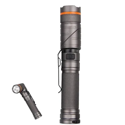 Produktbild von Wiederaufladbare LED Taschenlampe, 1000 Lumen, 2-in-1, 90 Grad drehbar, Magnetfuß, Wasserdicht IP65, Reichweite bis 500m