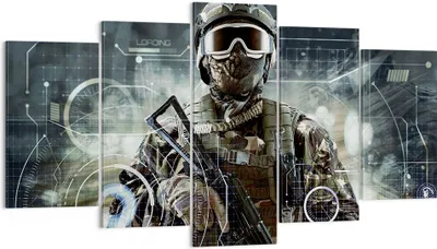 Produktbild von Bild auf Leinwand - Leinwandbild - Soldat Gewehr - 160x85cm - Wand Bild - Wanddeko - Wandbilder - Leinwanddruck - Bilder - Kunstdruck - Wanddekoration - Leinwand bilder - Wandkunst - EA160x85-4071