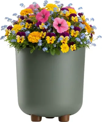 Image de HowHomely | Bac à plantes avec pieds - Pot de fleurs - 21 x 19 cm - gris-vert - en matériau recyclé - Jardinière - Facile d'entretien