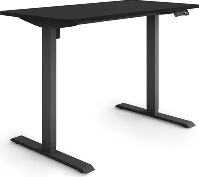 Produktbild von ESMART Germany ETX-121BB 120 x 60 cm Schwarz Ergonomischer Steh-Sitz-Schreibtisch Stufenlos elektrisch höhenverstellbar 73,5 - 123,5 cm 3 x Memory USB Ladeport Aktivitätserinnerung Soft-Start/Stopp