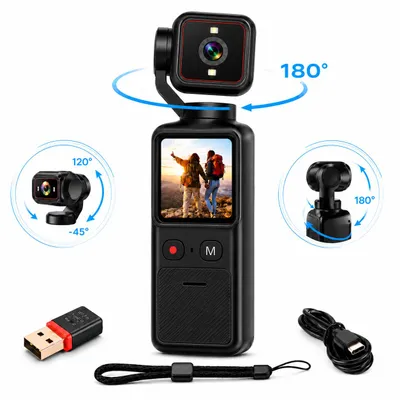Produktbild von 4K Action Cam mit 180°-Drehobjektiv, 1,69-Zoll-Touchscreen, WLAN, KI-generiertes Bild