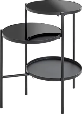 Produktbild von HAKU Beistelltisch schwarz - Metall, Sicherheitsglas 5 mm, B/H/T: 56x71x39 cm
