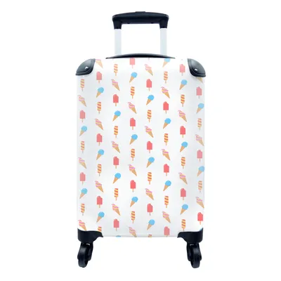 Produktbild von MuchoWow® Koffer Handgepäck Trolley Rollkoffer Kleine Reisekoffer mit 4 Rollen - Eiscreme - Pastell - Muster - Cabin Size < 55x40x23 cm & 55x40x20 cm - Fotokoffer - Kabinenkoffer - Boardgepäck - Reise-Box - Reisekoffer - Reisegepäck - Koffer mit Bild - Trolley für Kinder