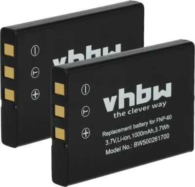 Produktbild von vhbw 2x Akku kompatibel mit Olympus Camedia AZ-2 Zoom, AZ-1 Kamera (1000 mAh, 3,6 V, Li-Ion)