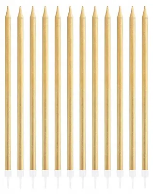 Produktbild von PartyPal Geburtstagskerzen golden 13,5 cm 12 Stück