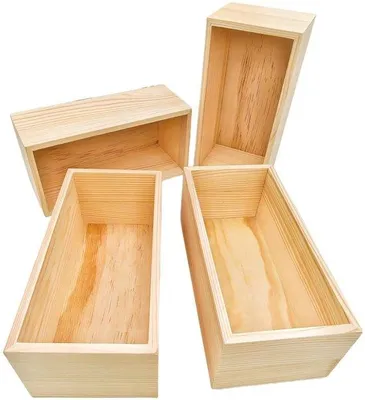 Produktbild von Anktily 4er-Set unbehandelte Holz-Aufbewahrungsboxen im rustikalen Stil, 20 x 10 x 8 cm, rechteckige Holzboxen, natürliche Holzbehälter
