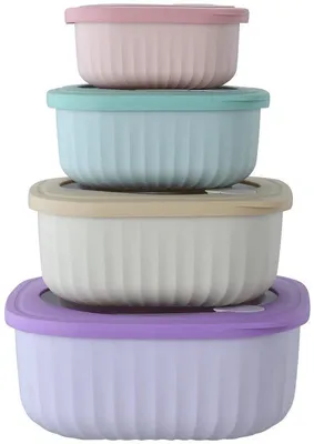 Productafbeelding van Ibenzoa® 4-delige set luchtdichte vershoudcontainers, BPA-vrij, stapelbaar en vaatwasmachinebestendig – 450/850/1400/2250 ml, met afneembare deksels voorzien van kijkvensters