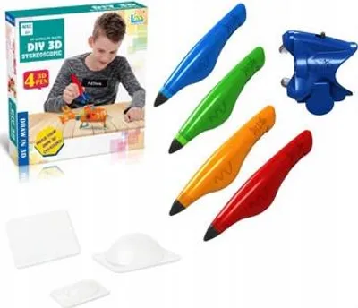 Produktbild von 3D Stift Set für Kinder - Magic Pen 4 Farben mit UV-Licht - Kreatives 3D Malset Groß