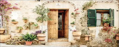 Produktbild von Glasbild Mediterranean House III 125x50 cm