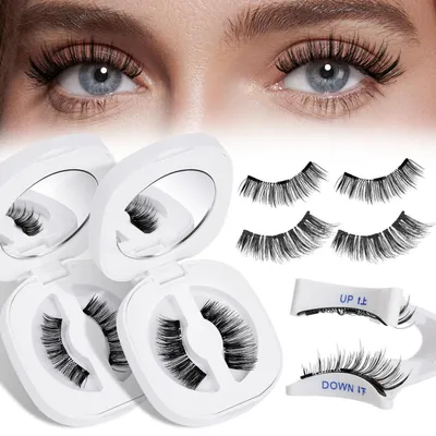 Image de Cils magnétiques, 2 paires réutilisables, avec applicateur, aspect naturel et légers