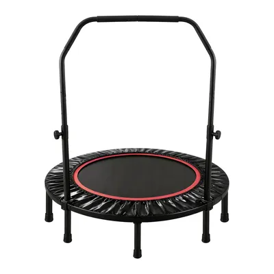 Produktbild von FOXSPORT Fitness Trampolin, Mini Trampolin mit Haltegriff, Faltbar, Ø 120 cm, bis 100 kg, Schwarz/Rot