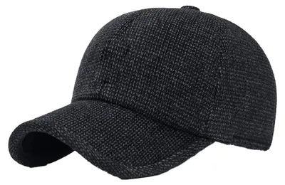 Produktbild von Herren-Winter-Thermo-Baseballkappe aus Wolle und Tweed mit spitzer Kappe