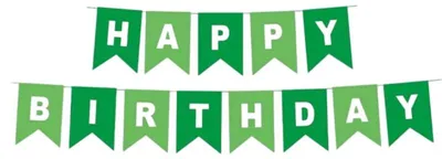 Zdjęcie produktu dla Baner Girlanda urodzinowa Happy Birthday Zielony 180 cm