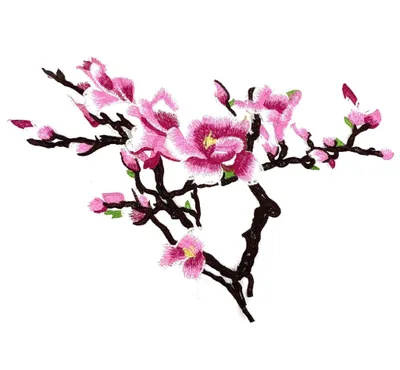 Produktbild von Magnolienblütenzweig-Emblem-Patch zum Aufnähen links