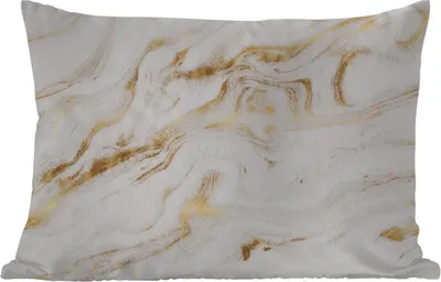 Produktbild von MuchoWow® Outdoor Kissen - Marmor - Gold - Weiß - 60x40 cm - Wetterfest - Lounge Kissen - Zierkissen - Kissen für Innenräume