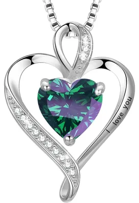 Immagine prodotto di Collana con ciondolo a cuore, argento 925, con incisione "Ti amo" e confezione regalo con pietra portafortuna